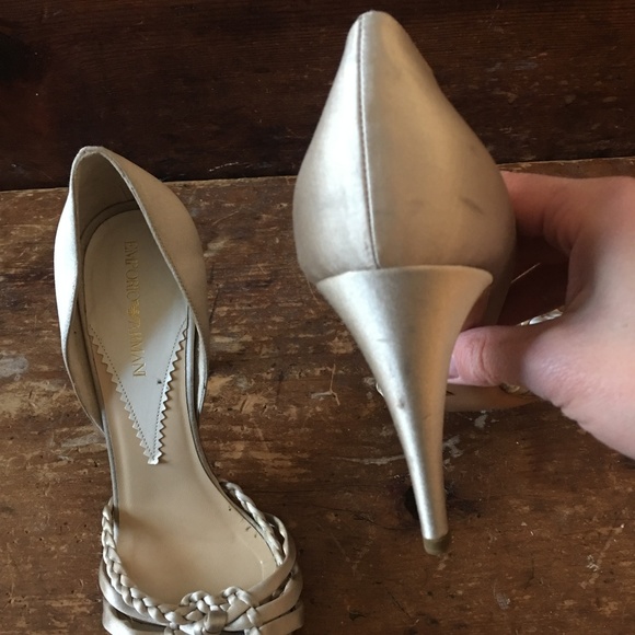 Emporio Armani Champagne Satin Heel Sz 7 - Picture 6 of 6
